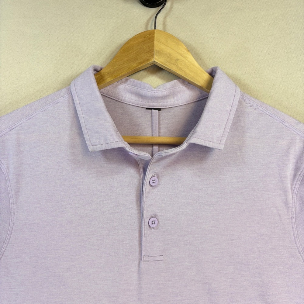 Lululemon Evolution Polo Mens Small Purple Short Sleeve Stretch Golf Athletic
